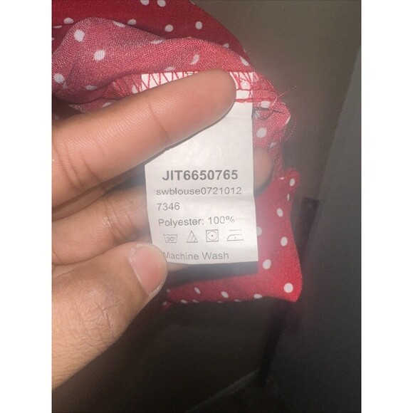Shein Red Polka Dot Blouse Top Lightweight Casual Cute size small - Picture 5 of 7